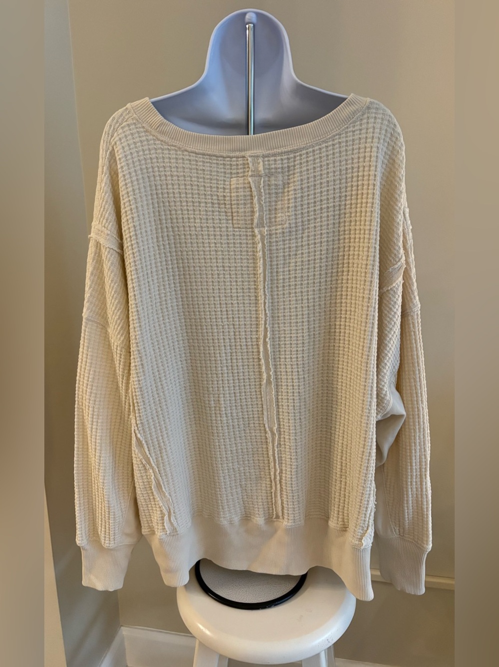Cream Waffle-Knit Women’s Sweater - Picture 6 of 8